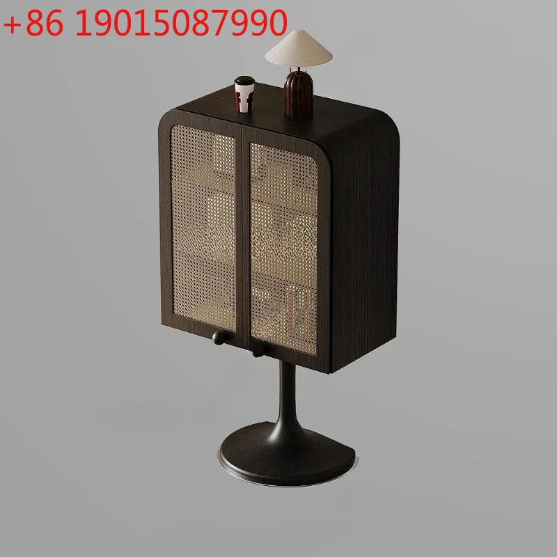 

Italian rattan entrance cabinet retro door entry door storage bucket cabinet Nordic wall high sense