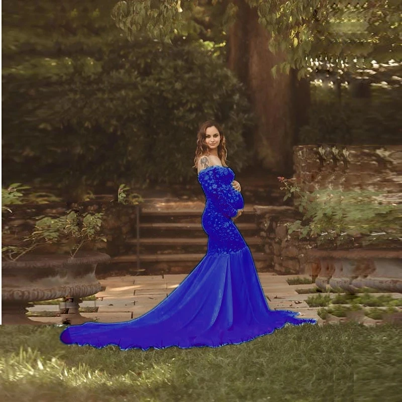 Maternity Lace Chiffon Maxi Gown Dresses For Photo Shoot Pregnancy Dress Maxi Gown Clothes For Pregnant Women Wedding Dress