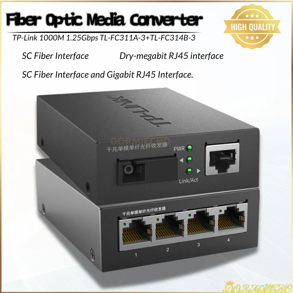 

Fiber Optic Media Converter TP-Link 1000M 1.25Gbps TL-FC311A-3+TL-FC314B-3 SM SC Gigabit Transceiver SC Media Converter 3KM