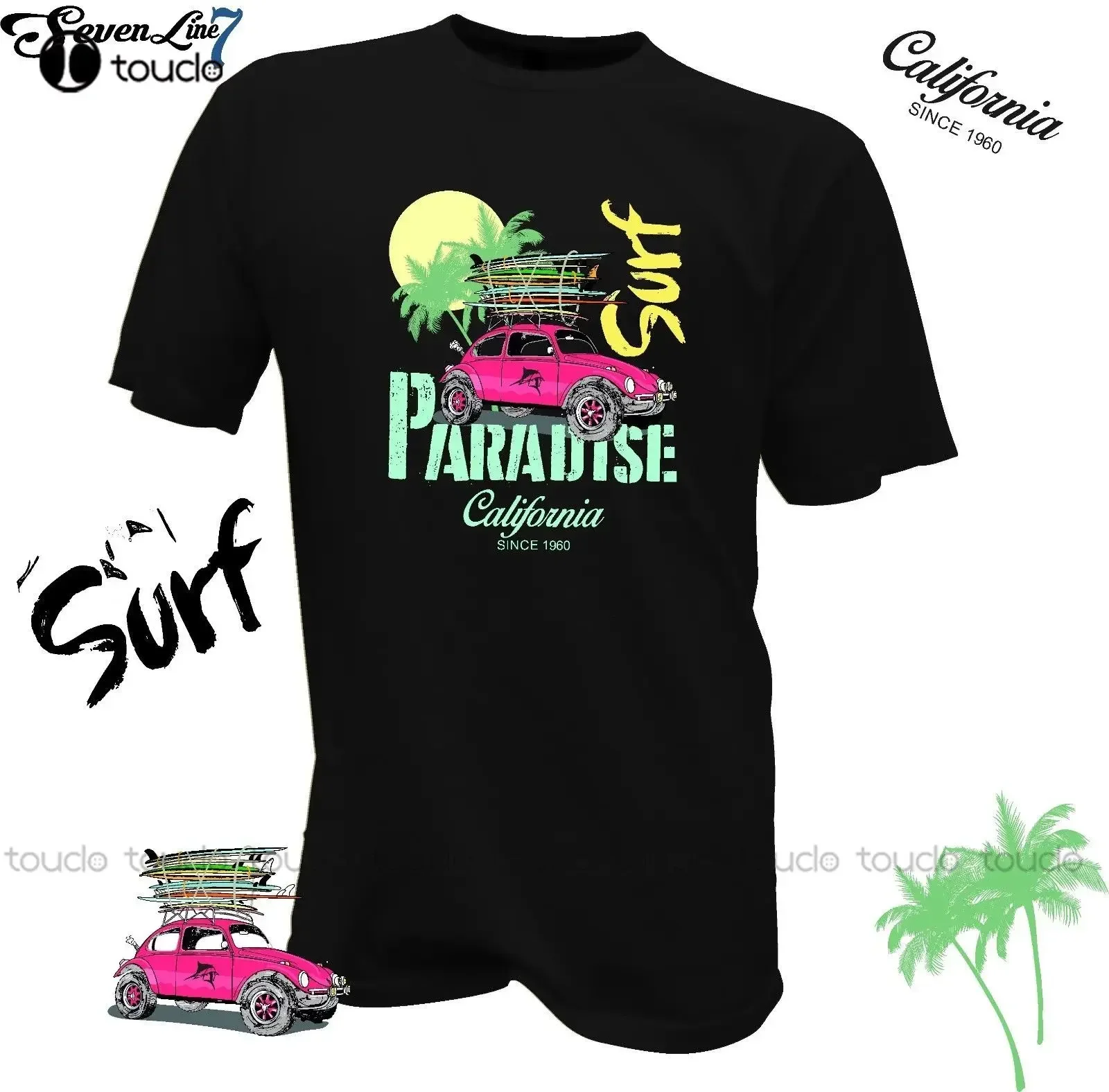 Hot Sale Men T Shirt Fashion T-Shirt California Surfers Board Water Sporter Beach Longboard Summer O-Neck Tops fashion funny new