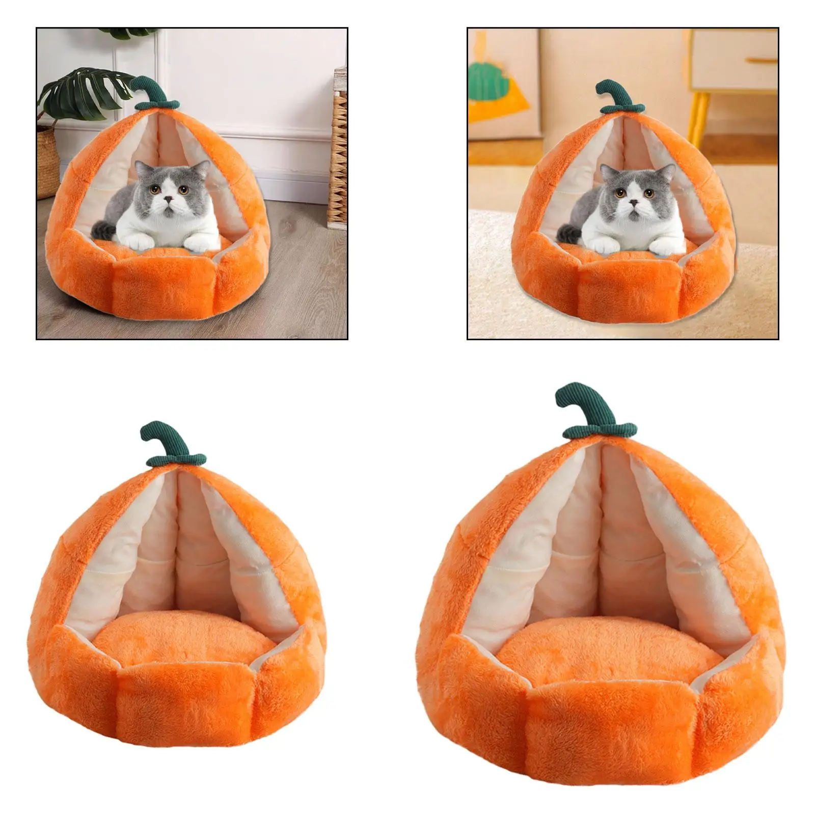 Maison pour chat PP cotons Orange lit pour animaux de compagnie pour l'hiver pratique multi-usages