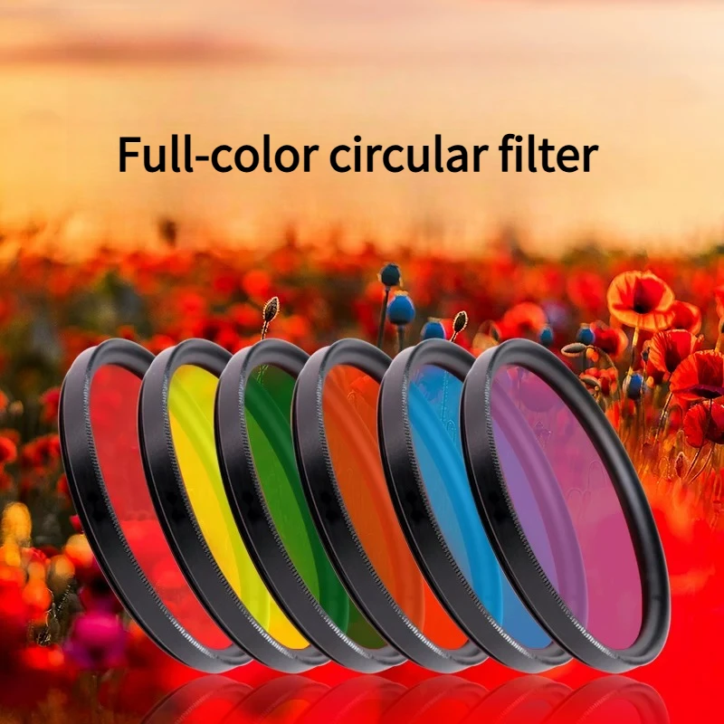 Full-color Circular Filters 37–82mm For Camera Lenses Red Yellow Blue Green For Landscapes And Skies Solid Graduated Colors