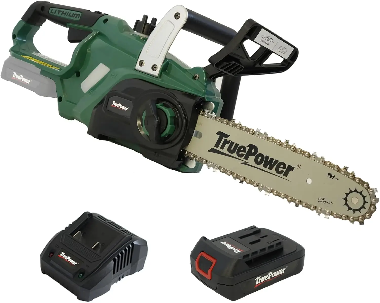 Truepower 20V Chainsaw 10"" Lithium Ion W/ 2.0Ah Battery & Fast Charger, 10-Inch Cordless Electric Battery Power Chainsaw,