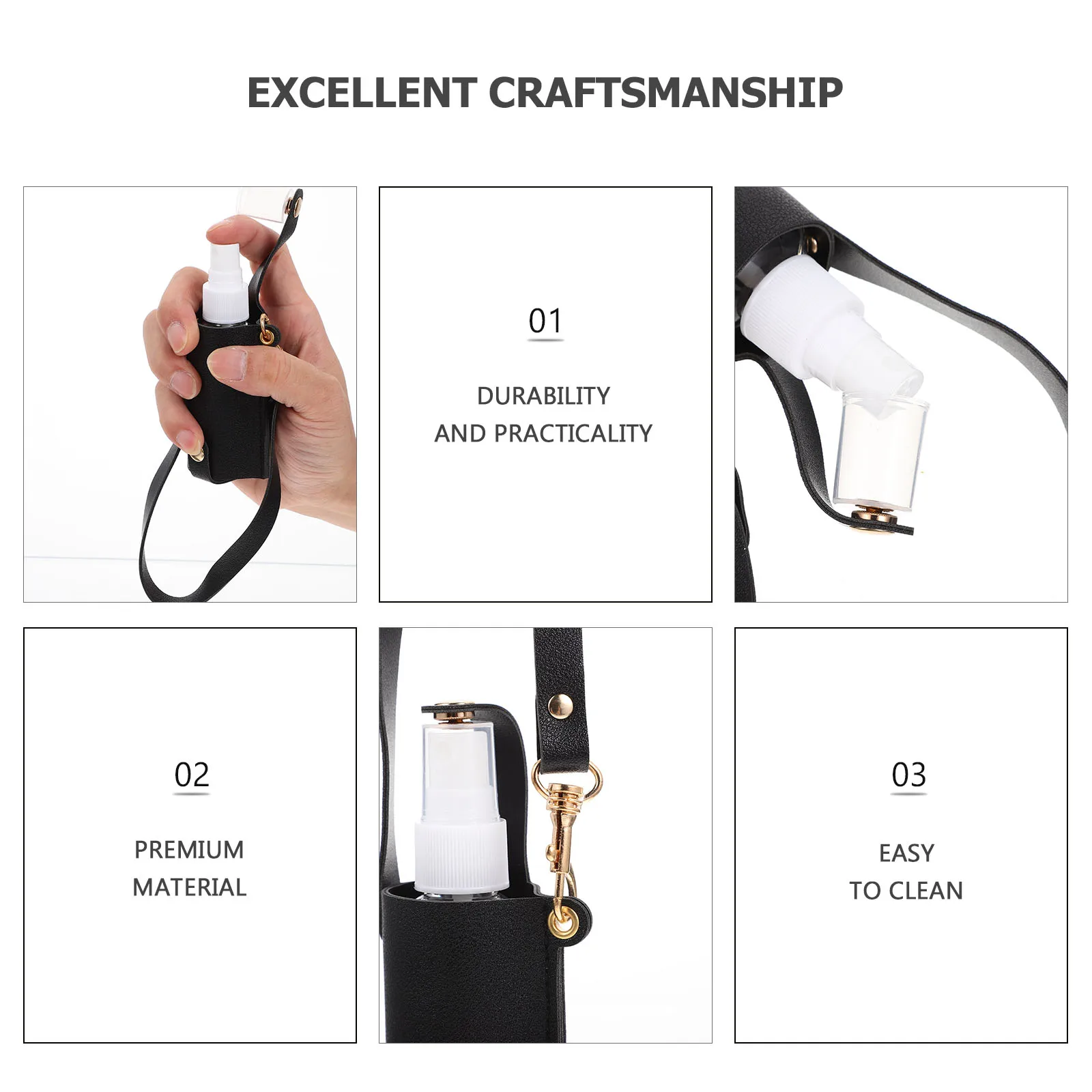 

Refillable Small Empty Lotion Leakproof Travel Size Spray Bottle Portable Packing Bottle Pu Case Hand Holder For