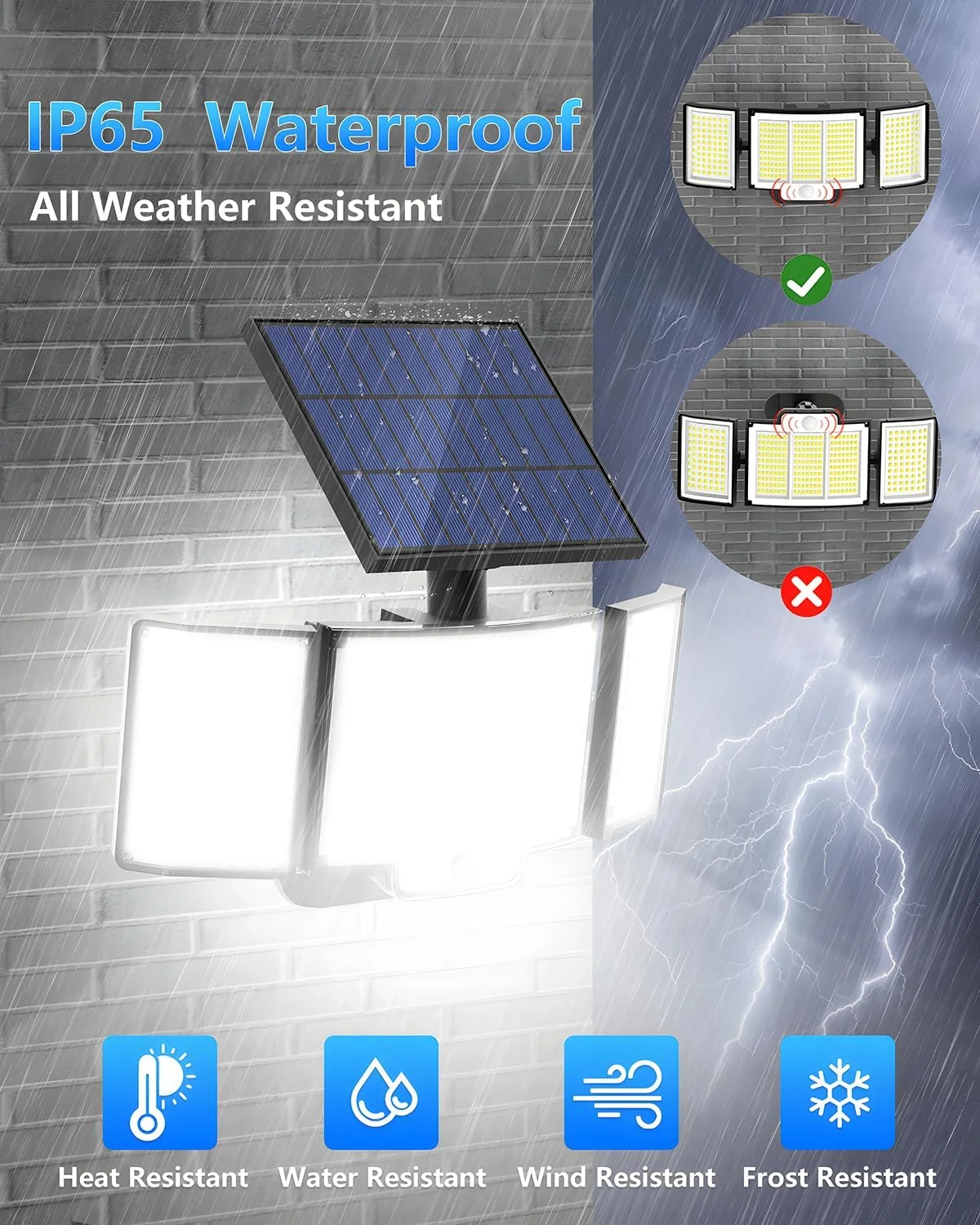 348LED Split Solar Lamp 3 Lighting Mode Outdoor Decoration Sunlight Wall Light PIR Motion Sensor Waterproof Garden Garage Lamp