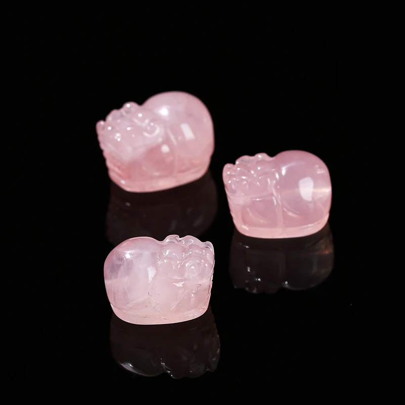1 Pc Natural Stone Pink Quartz Carved Pixiu Bead With Hole Brave Wealth Pendant For Jewelry Making Diy Necklace Bracelet Supply