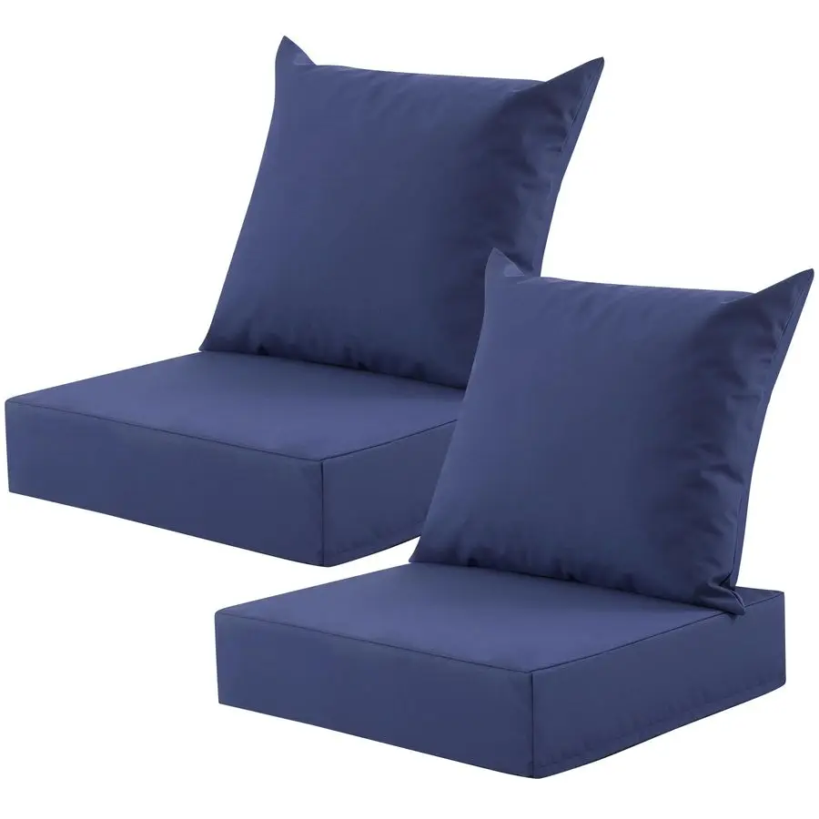 

Набор глубоких подушек для сидений, 24x24 дюйма, водонепроницаемые и устойчивые к выцветанию подушки для уличных стульев, подушки для садовой мебели со съемными чехлами.