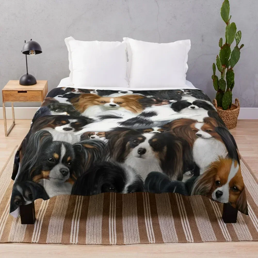 

Fly little butterfly! Papillon and Phalene Collage Throw Blanket Fade Resistant Durable Throw Blanket