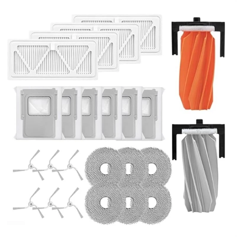 A02M-Replacement Kit For Robotic Vacuum Cleaners Brush, Side Brush, Filter, Microfibre Cloths And Dust Bags Suitable For DJI