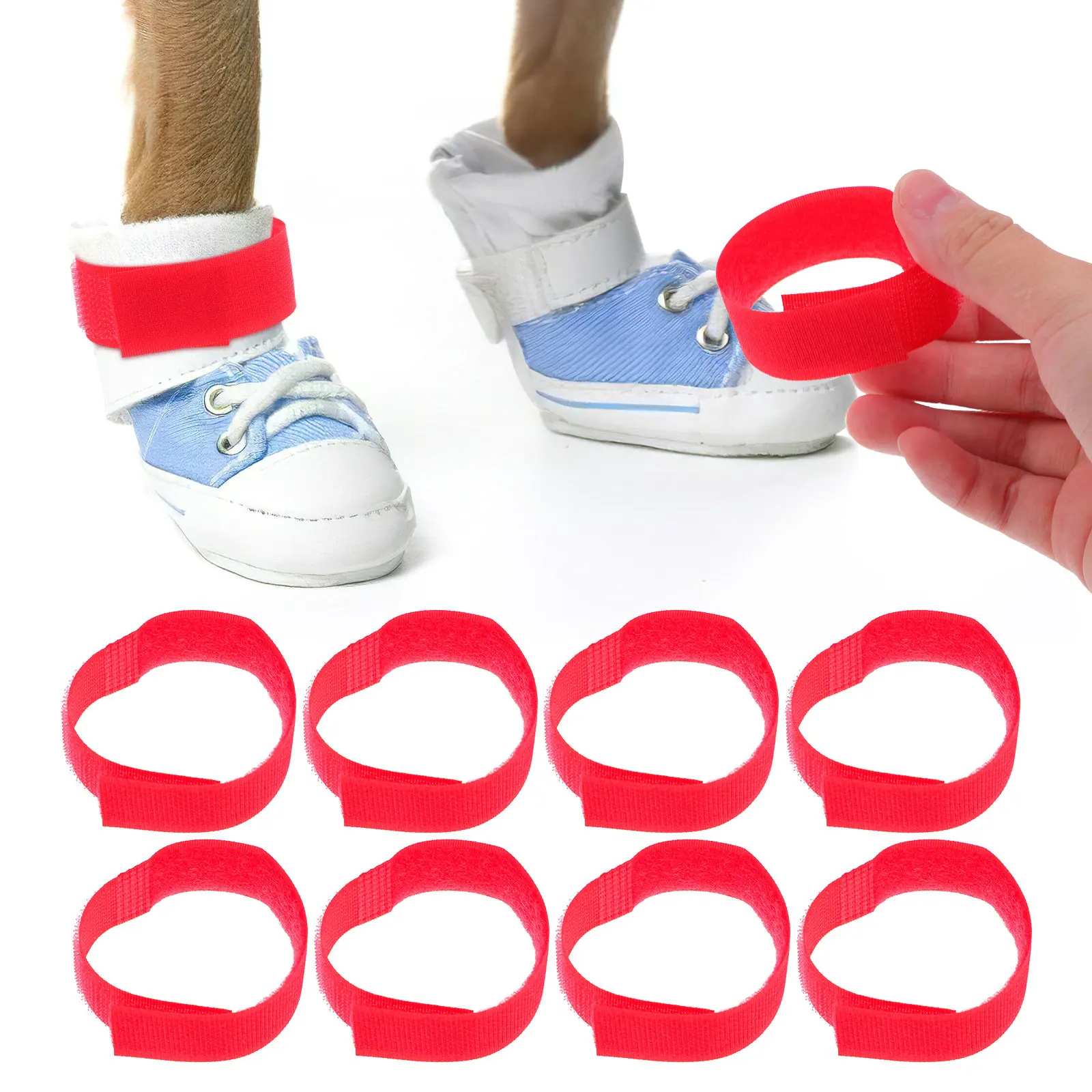 

10Pcs Dog Bootie Straps Non Skid Sock Gripper Bands Adjustable Waterproof Paw Cover Fasteners for Rainy Snowy Adventure Walking