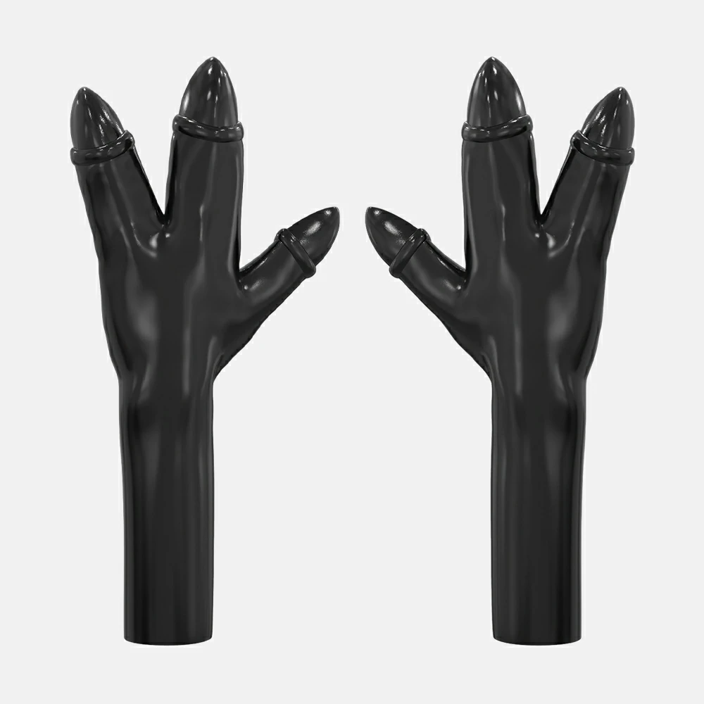 Furrjoi Silicone Black Hoove Gloves for Cosplay Costumes 3 Fingers Handwear Monster Gloves Whole Black Halloween Furry