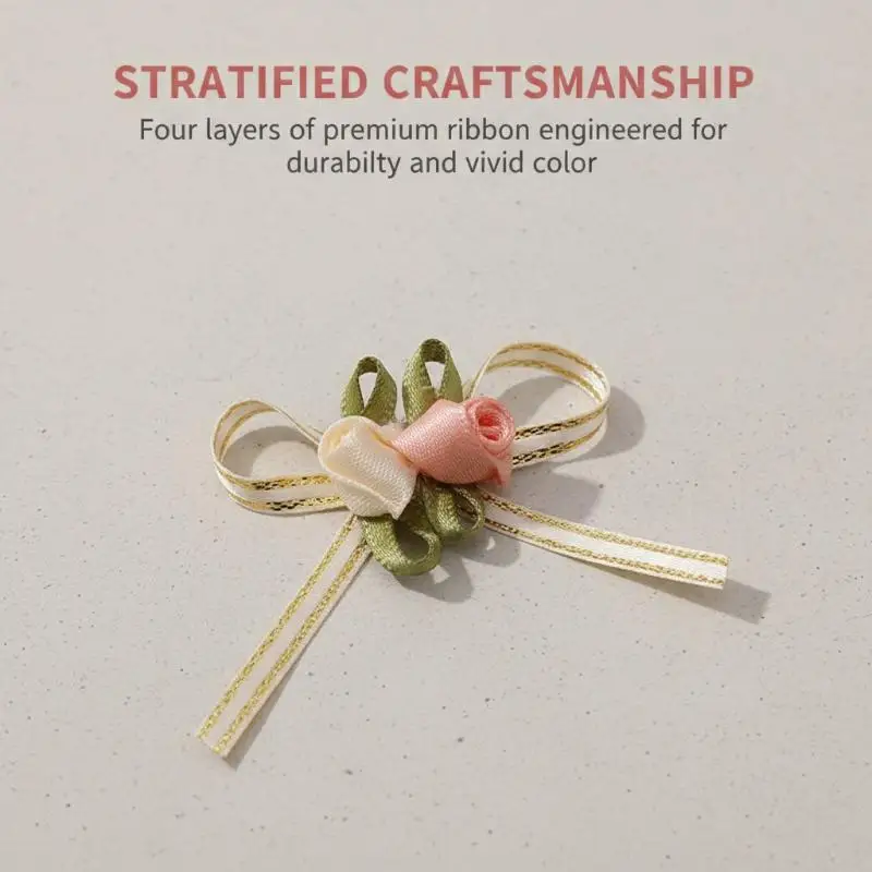 

(10 шт./упак.) Бантики-бутоньерки 4,5 см, белые и розовые, 2 банта, для свадебных подарочных коробок, аксессуары для волос, украшения для дома и Рождества