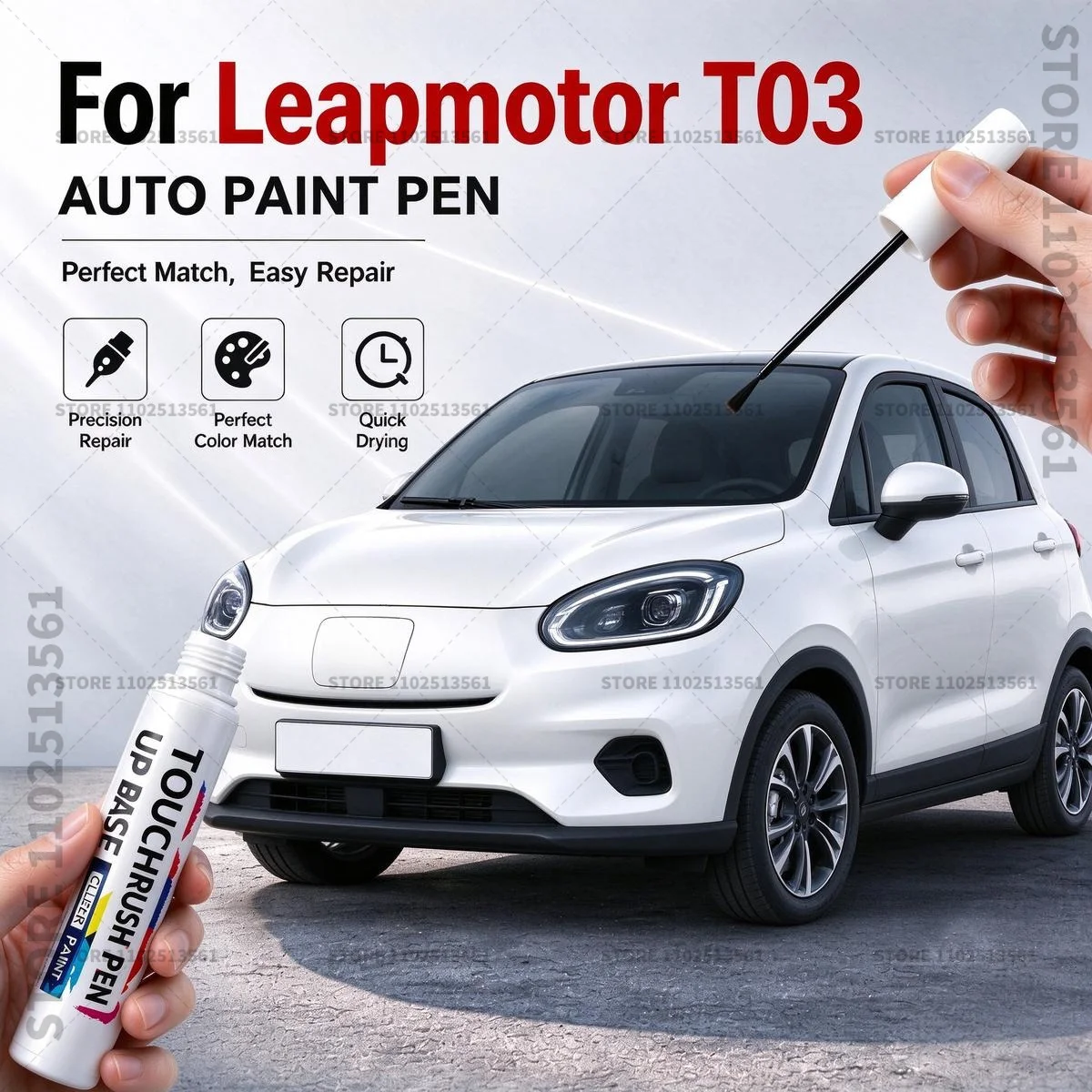 For Leapmotor T03 Black White Car Scratch Remover Paint Pen Touch Up Marker for Auto Body Repair Door Bumper Fender Accessories