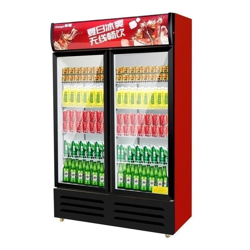 Vertical Glass Door Fridge Display Case Home Retail Digital Temperature 220V Compressor Soft Drink Freezer Store Restaurant Use