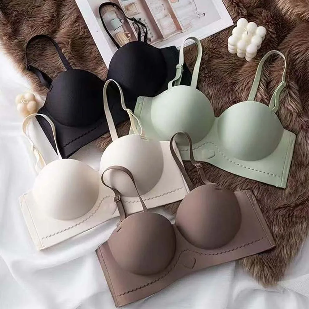 Soft Shockproof Wireless Deep V Bra Patchwork Close-fitting Push Up Underwear Adjustable Anti-sagging Seamless Bras Running