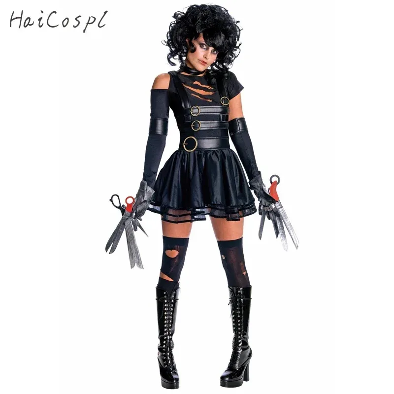 

Movie Edward Scissorhands Cosplay Costumes for Adult Women Halloween Party Disguise Female Fancy Dress Role Play Games Wear