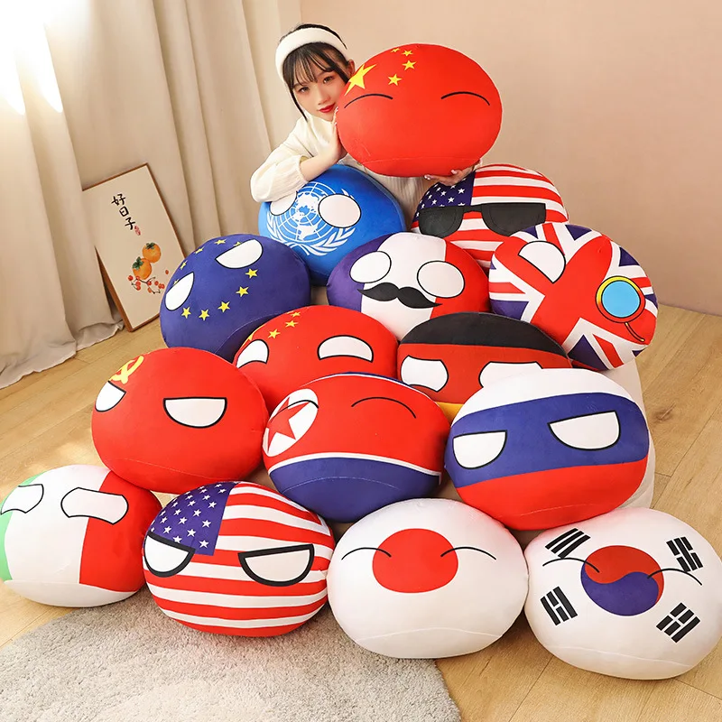 20-40cm ausgestopfte Poland ball Plüschtiere Kawaii Country Ball Geschenk Ostdeutschland Frankreich Russland Großbritannien Schweiz Japan EU Kanada Italien