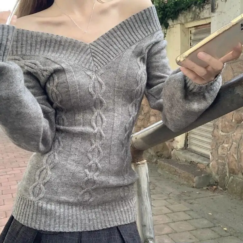 

Кружевной свитер Pure Desire с длинными рукавами и жареным тестом, дизайн, пряный пояс для девочек, трикотаж с v-образным вырезом, весна и осень, новинка 2023 года