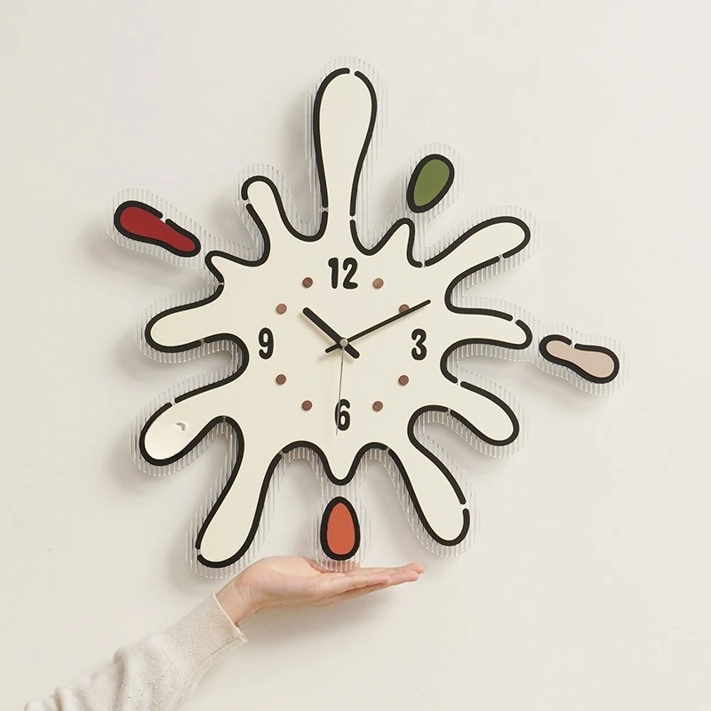

Nordic light luxury clock wall clock living room home art atmosphere cream wind clock hanging wall