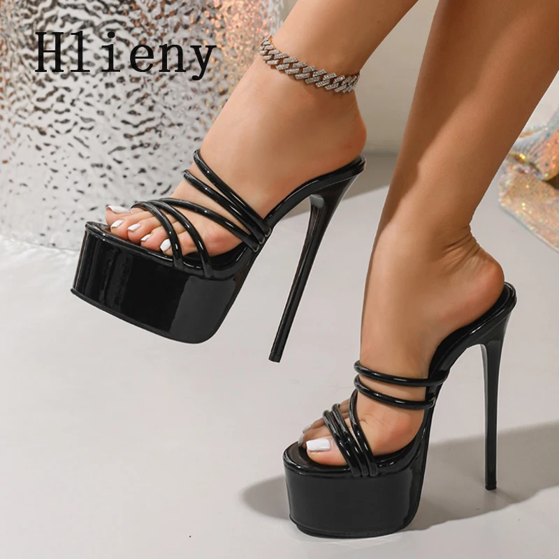 Hlieny Summer Fashion Platform Slippers Women's Sexy Narrow Band High Heels Gladiator Sandals Party Ladies Shoes Size 35-42
