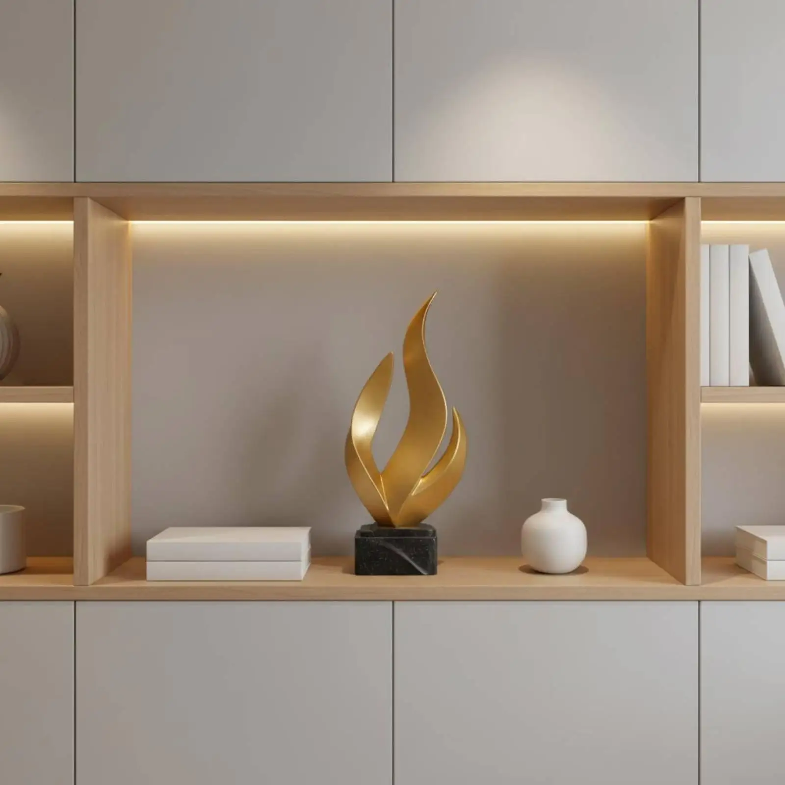 Resin Flame Figurine Luxury Look Abstract Flame Sculpture Nordic Modern Desktop Figurine for Office Desk, Living Room, Display
