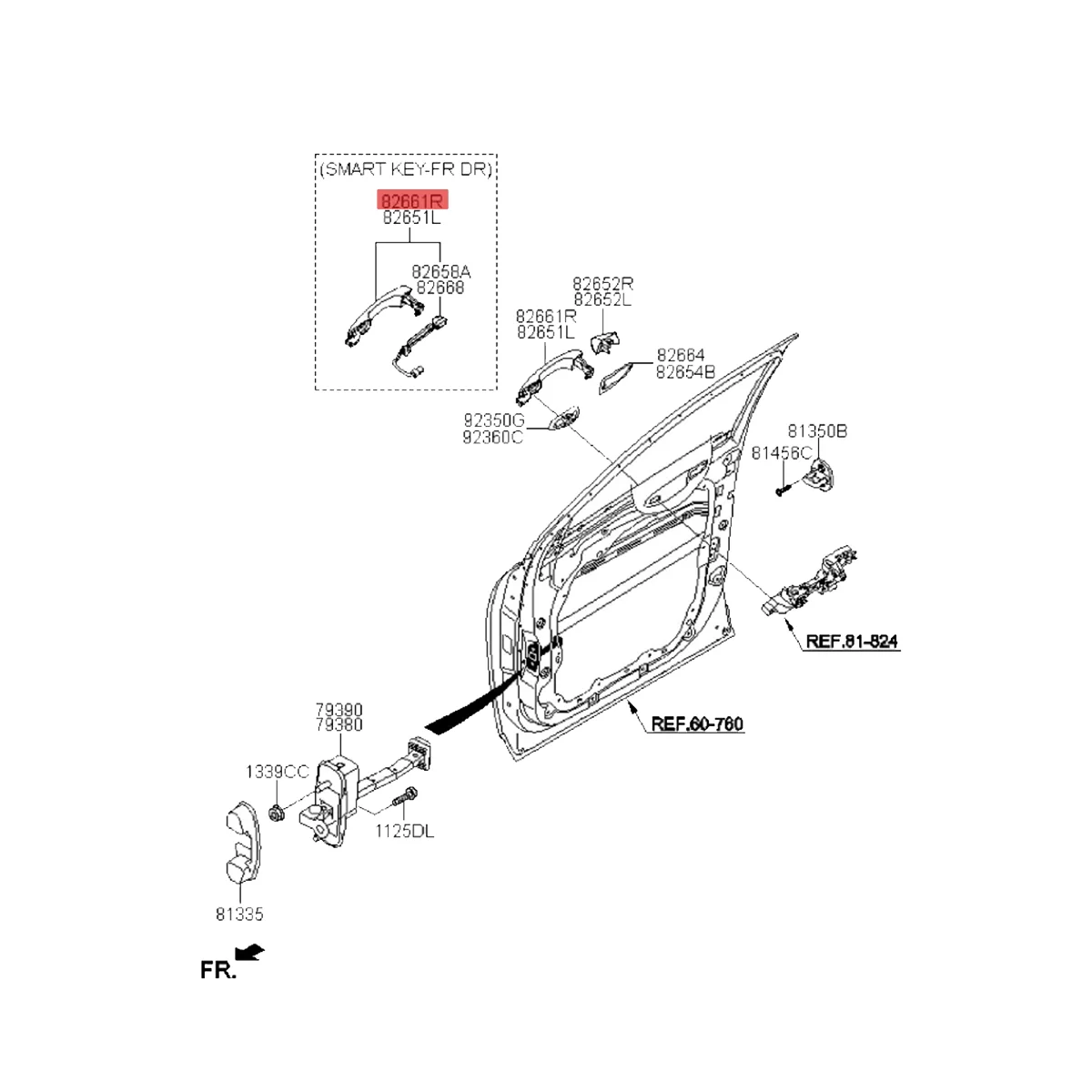 

82651-C5710 Left Front Inductive Exterior Door Handle Have Button for Kia Sorento 2015-2018 Chrome Catch Handle Assembly