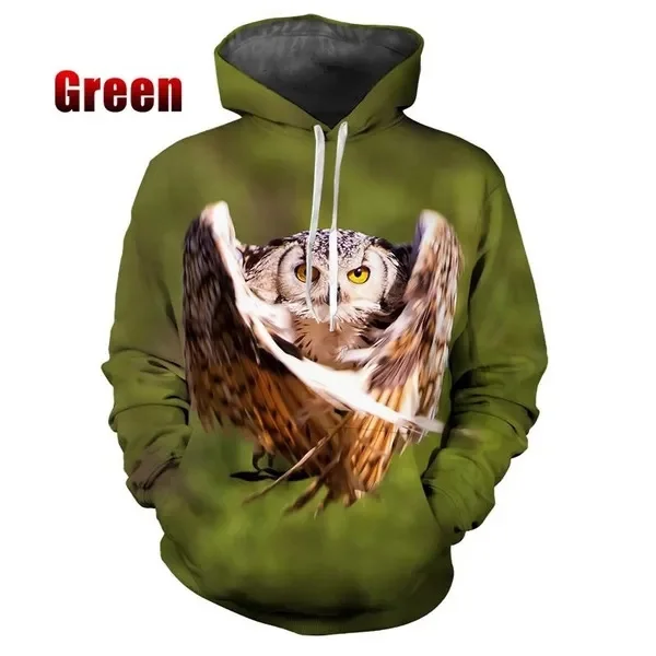 New Owls 3d Printed Animals Graphic Hoodies For Men Fashion Hoodies Y2k Hip Hop Sweatshirt Harajuku Pullover Tops Women Clothes