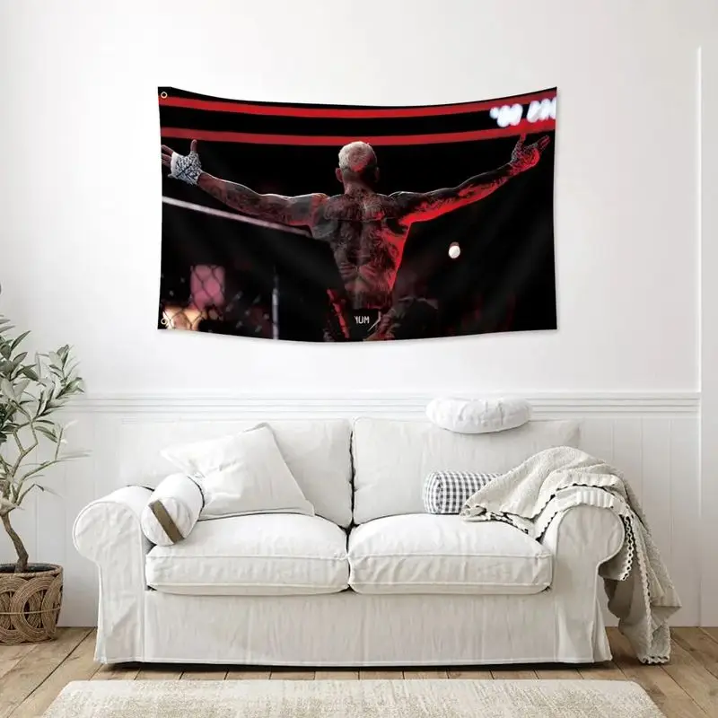 VIKAMA MMA Fighter Back View Red Cage Wall Tapestry Hanging Decor Bedroom Living Room Dorm Aesthetic Art Soft Durable Cozy Gift