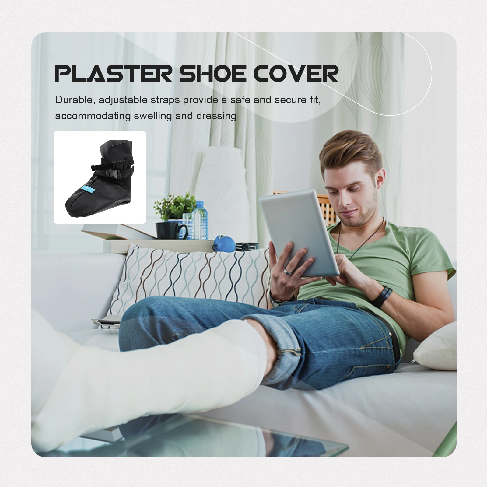 

Plaster Foot Cover Waterproof Surgical Walking Boot Sock Black Broken Toe Protective All Wrapped Non Skid Tread Lightweight