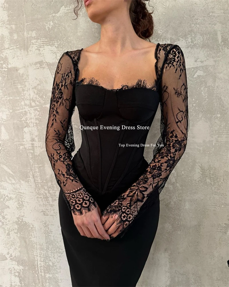 Qunque Luxury Satin Party Dress Vestidos De Festa Straight Elegant Lace Formal Saudi Evening Gala Dress For Women Customized