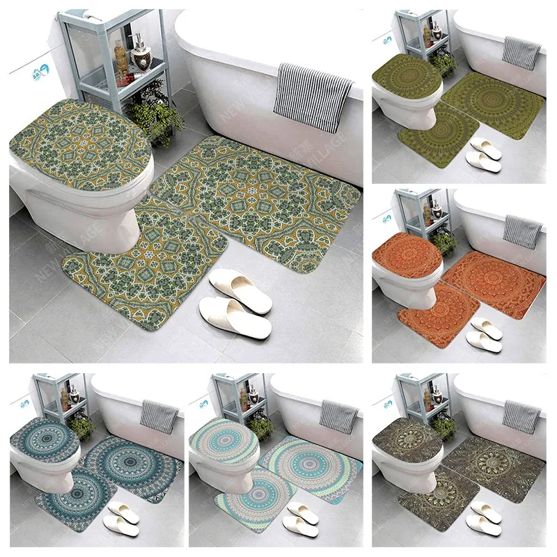 Anti-slip Bath Mats Bathroom Shower Mat Decor Absorbent Foot Mat Entrance Bathtub toilet rug Morocco vintage Persia boho Mandala