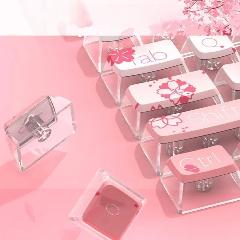 

Gradient Cherry Blossom PBT Side-Transparent Keycap 116Keys DIY Keycap Set for Mechanical Keyboard 87/96/98/100/108 Key Layouts