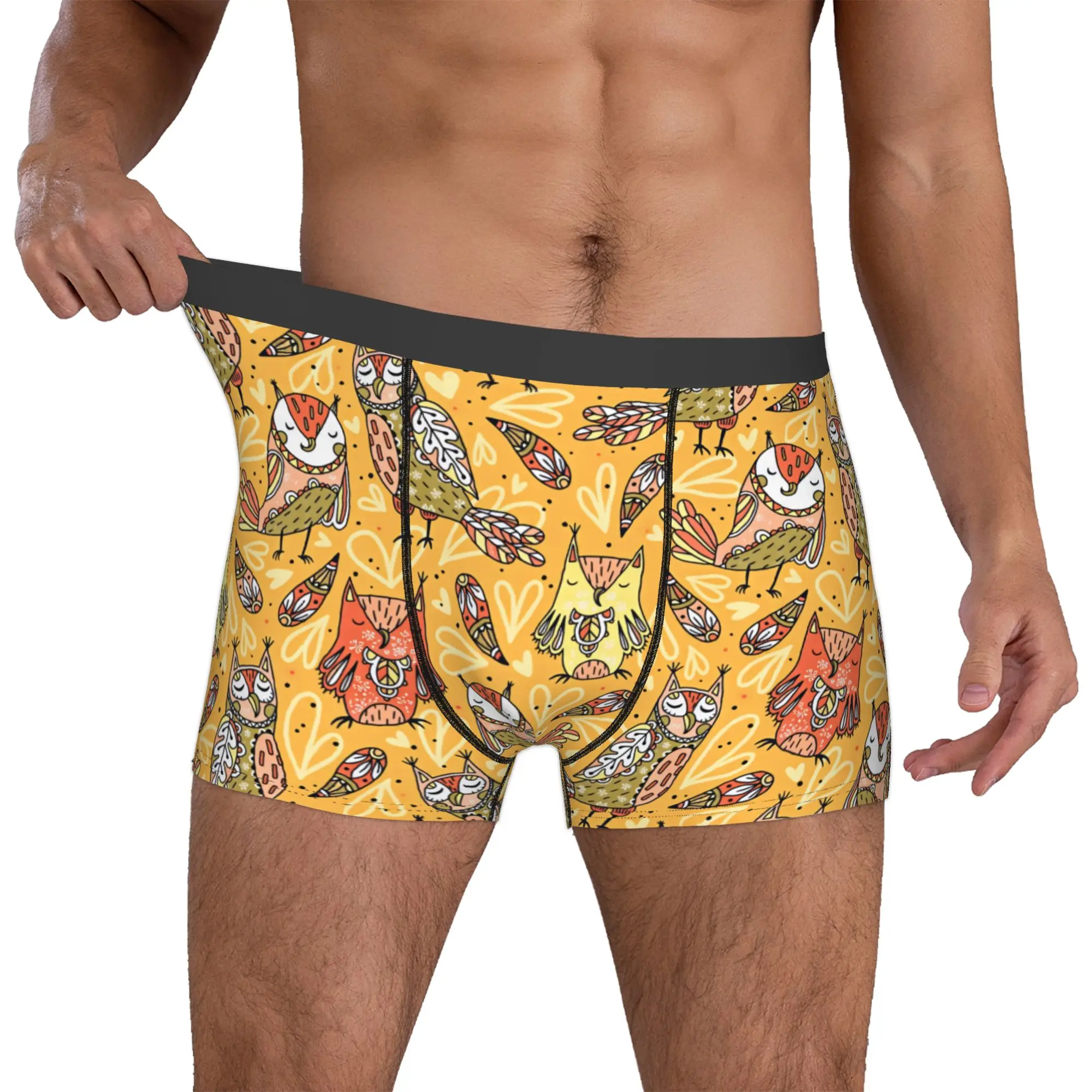 Funny Childish Owls Seamless Pattern  Boxers Shorts Men's  Briefs Underwear Novelty Underpants