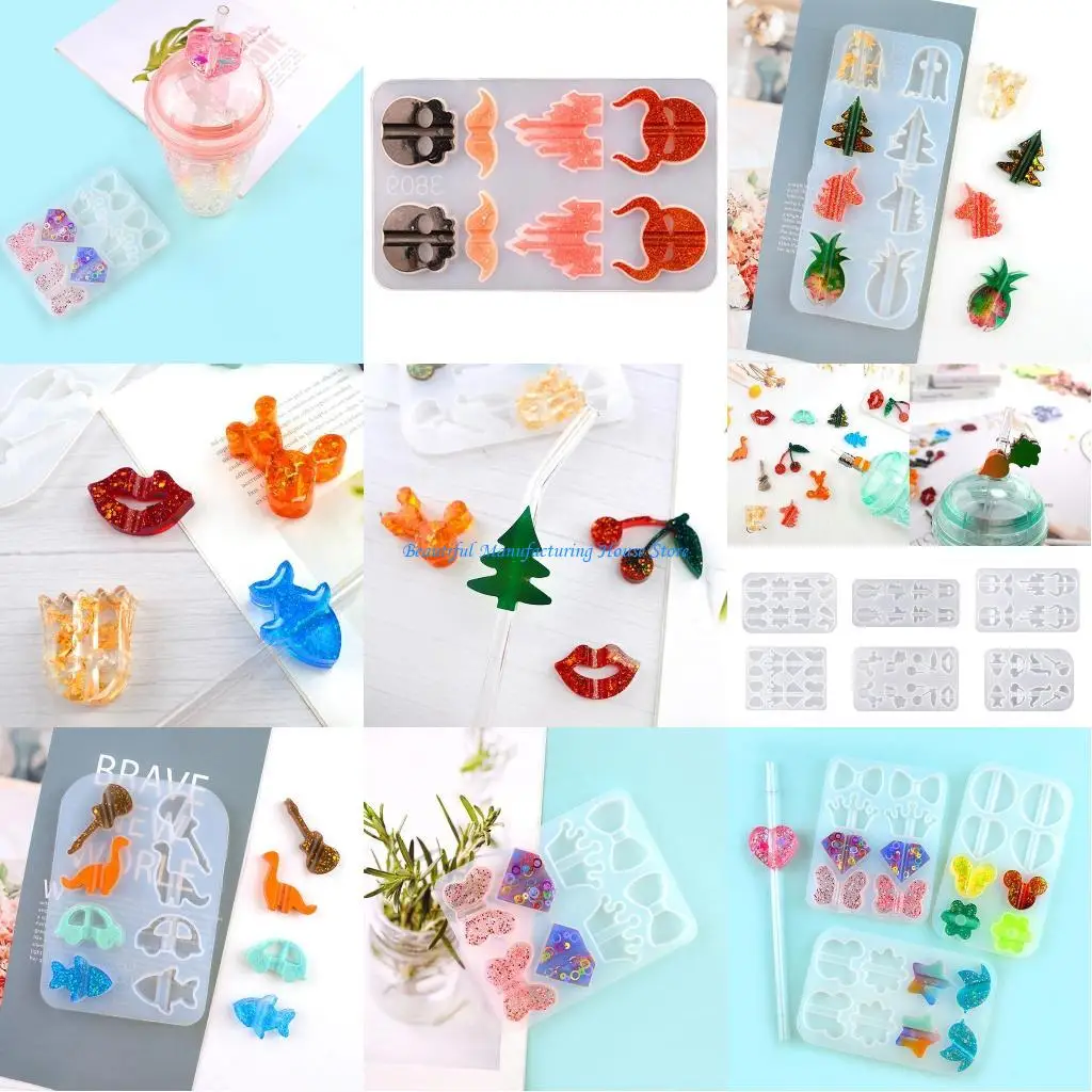

E56A Straw Attachment Silicone Molds Crystal Epoxy Resin Casting Mold for Jewelry Making Clay Crafts Decoration