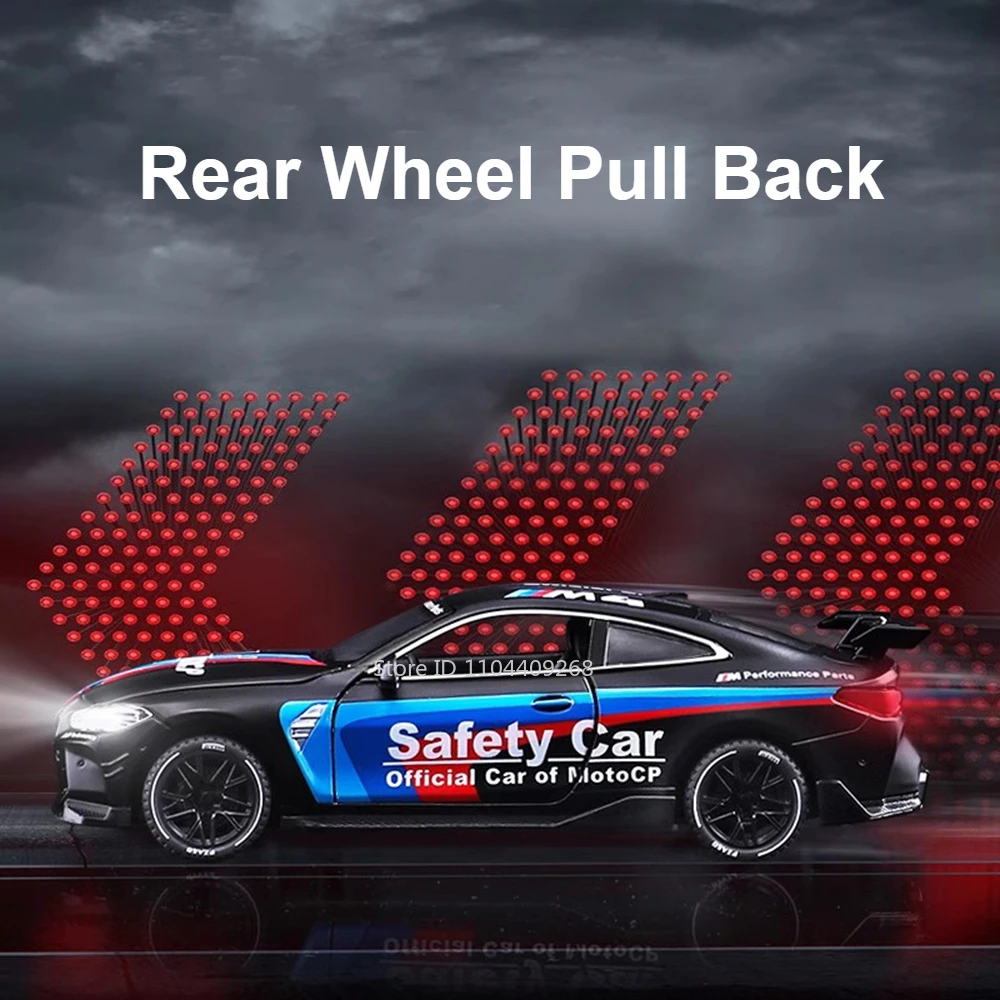 Modèle de jouet M4 échelle 1:32, voiture de Police, son et lumière, portes à tirer ouvertes, modèles de véhicules en alliage moulé sous pression, ornements de loisirs, cadeaux