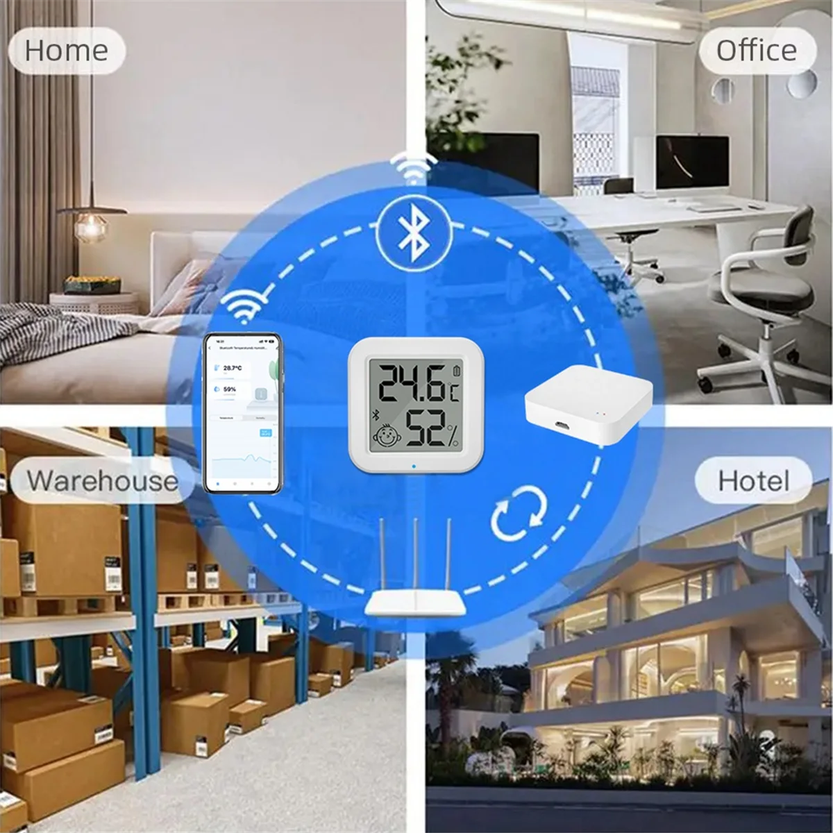 Smart Zigbee Temperature and Humidity Detector Sensor APP Real Time Monitoring LCD Screen Diaplay Works