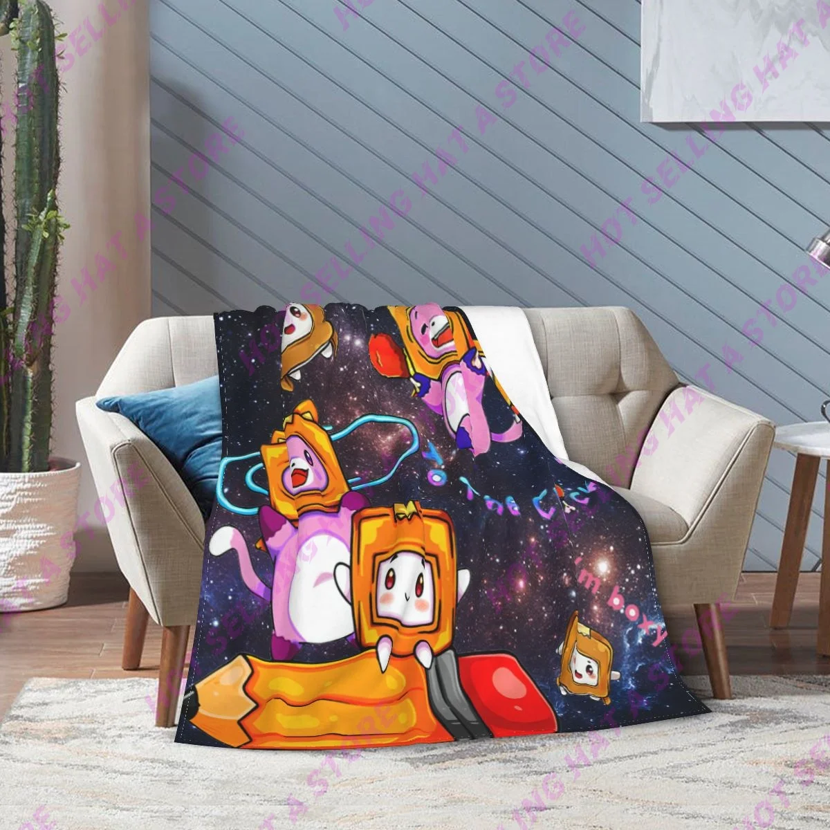 

Summer Blanket Lankyboxs Beding Blanket Ultra-Soft Micro Fleece Boxy and Foxy Living Room/Bedroom Warm Cozy Blanket for Kids