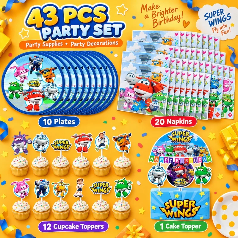 Super Happy Birthday Party Decoration Tableware Set Wings Features Airplane Colorful Practical Durable Bestselling SuppliesSuper