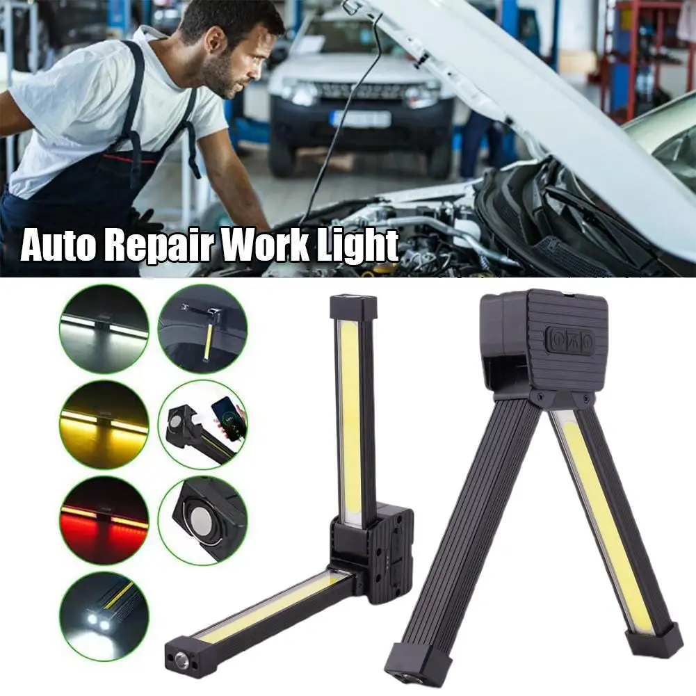 Portable High Brightness Foldable LED Flashlight Multifunctional Auto Car Repair COB Work Light USB Charging Emergency Lights