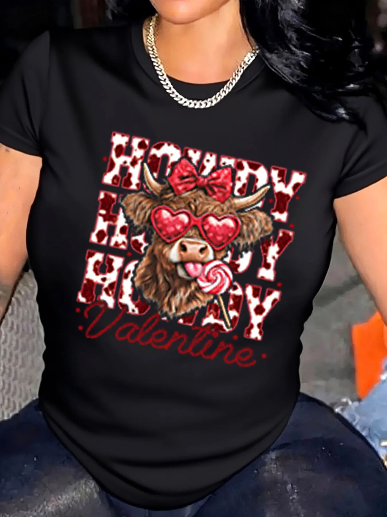 

Женская футболка больших размеров с леопардовым принтом на день Святого Валентина для улицы