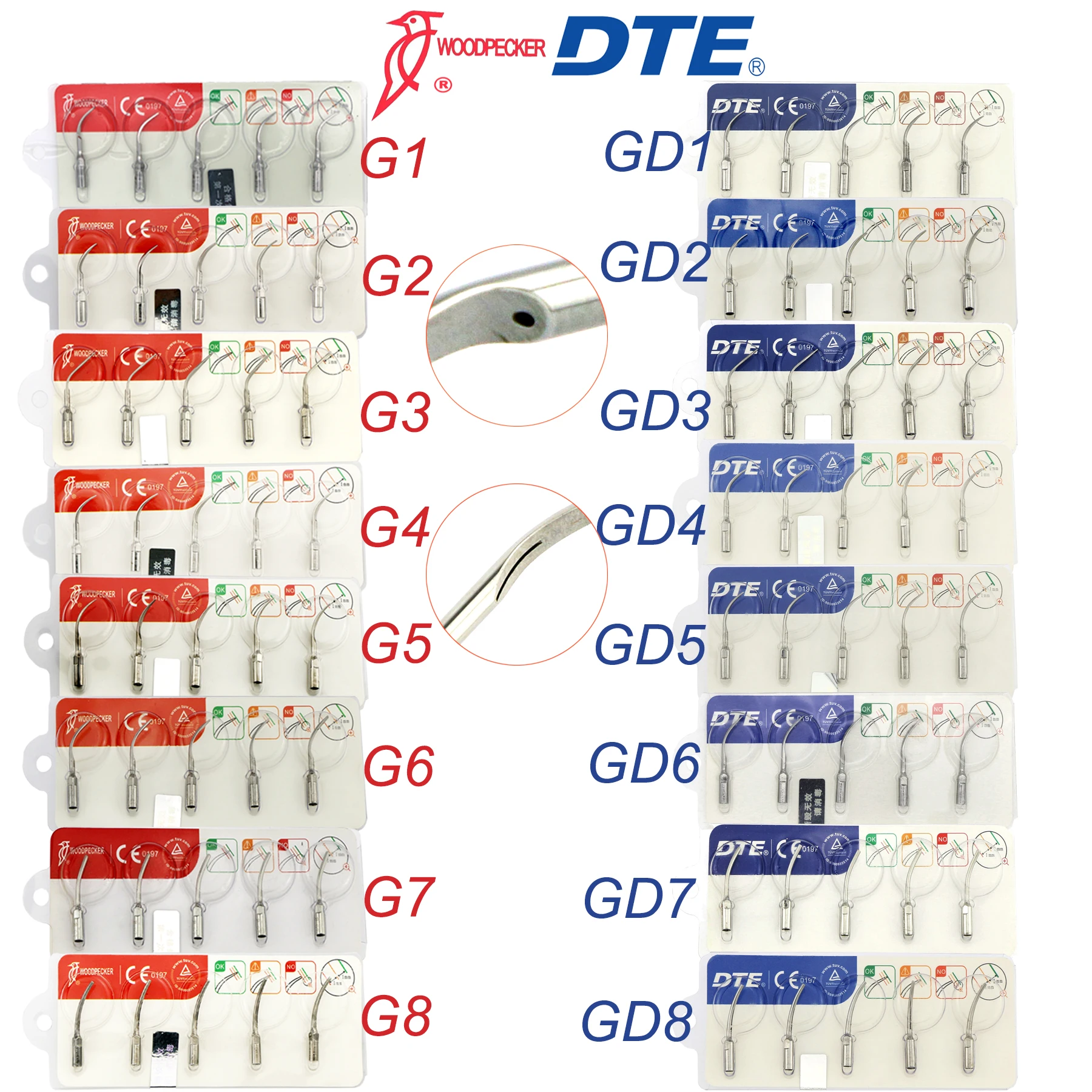 Woodpecker DTE Dental Ultrasonic Scaler Tips Endodontic Piezo Scaling Tips G/ GD Fit EMS NSK SATELEC MECTRON Narzędzia stomatologiczne