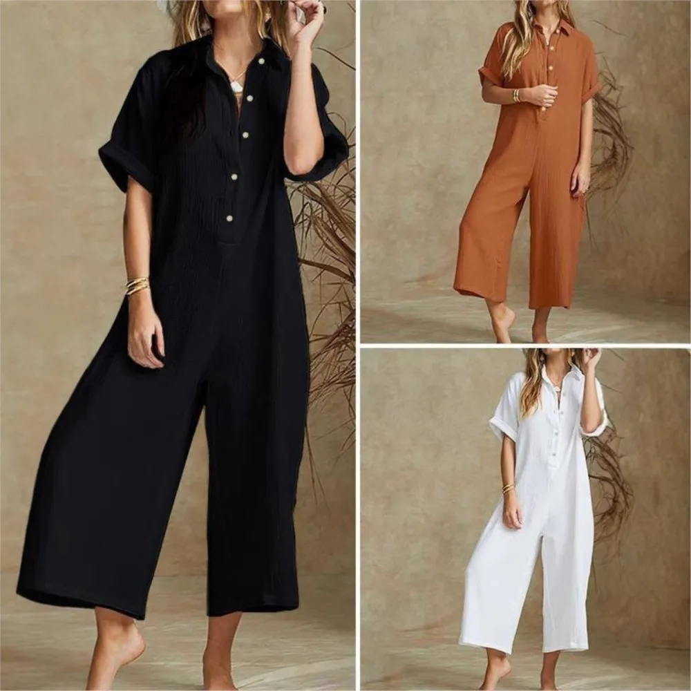 

Повседневные комбинезоны для женщин 2026: простые, универсальные, домашние, свободные, однотонные, праздничные, с V-образным вырезом, удобные