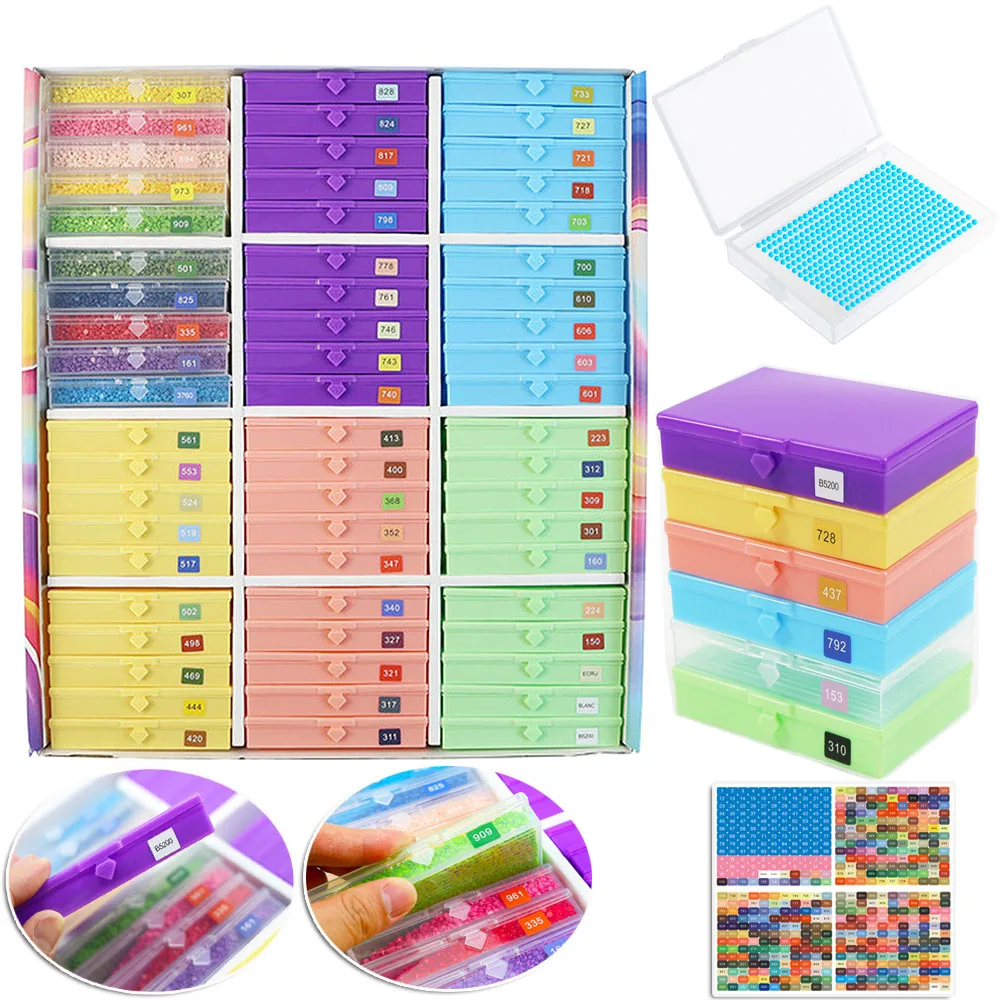 12/24/48/60pcs Diamond Painting Storage Containers Trays, Diamond Painting Accessories Trays with Lids, Diamond Art Storage