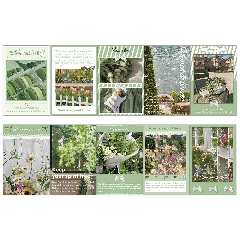 10PCS Jasmine Green Card Creative Novelty Simple Label Bookmark