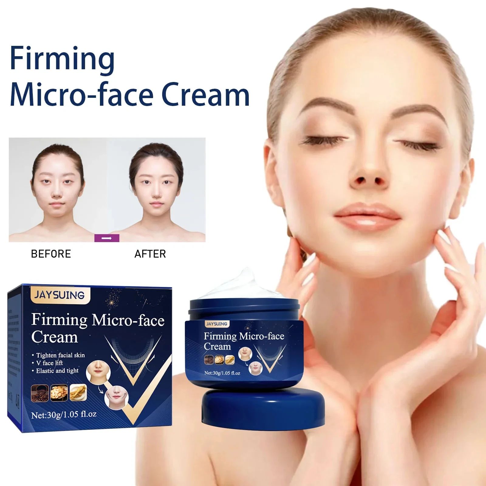 3pcs Face V Shape Lift Slim Cream Remove Double Chin Create Exquisite Facial Contours Suit Firming Anti Wrinkle Beauty Skin