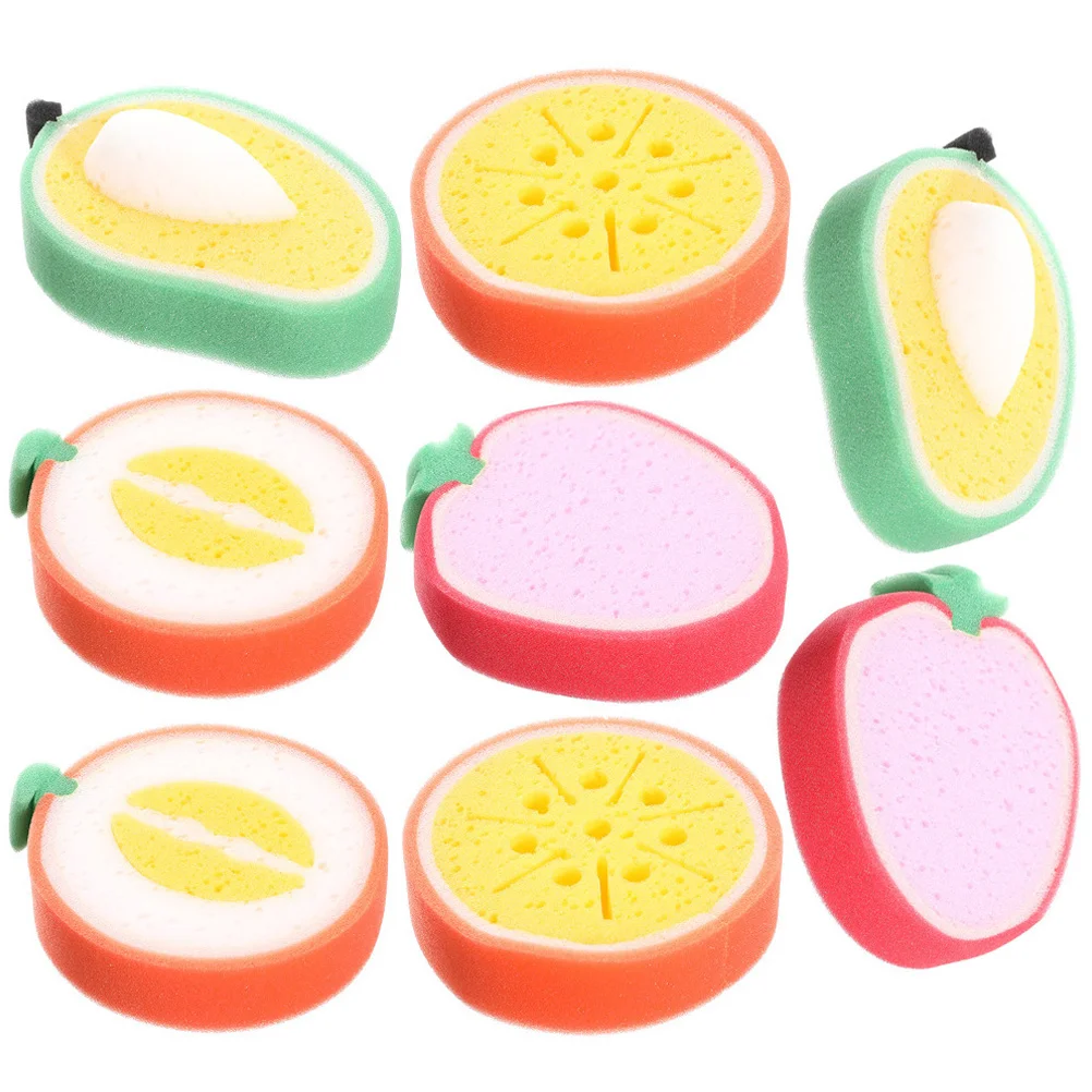 

8pcs Fruit shape Sponge Absorbent Dish Cloth Super Cleaning Kitchen Wok Bathroom Washable Durable Practical Foam