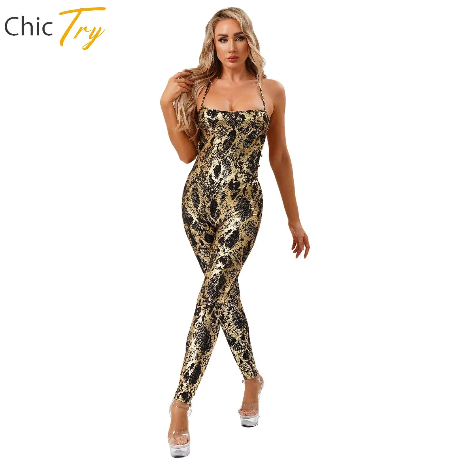 

Adult Womens Fashion Metallic Yoga Sports Workout Jumpsuit Sleeveless Crisscross Strappy Backless Bodysuit Beachwear Active Wear