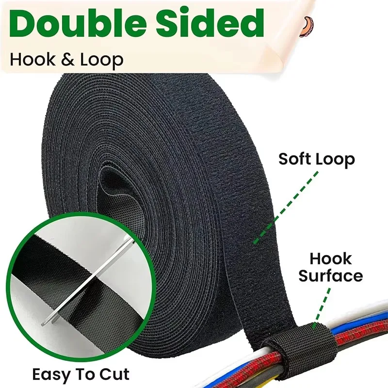 5 Meters Self Adhesive Tape Width 12mm DIY Accessories Reusable Cable Tie Wire Straps Tape