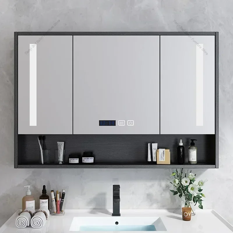 

Nordic Smart Bathroom Cabinets Modern Luxury Design Towel Rack Mirror Cabinets Storage Fashion Home Furniture Arredo Bagno FYBC