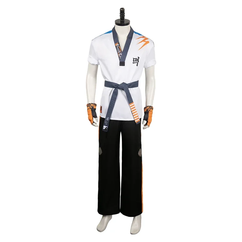 Hwoarang-Disfraz de fantasía para hombre adulto, traje de juego de MotoGP 8, uniforme, pantalones, guantes, traje de Carnaval de Halloween